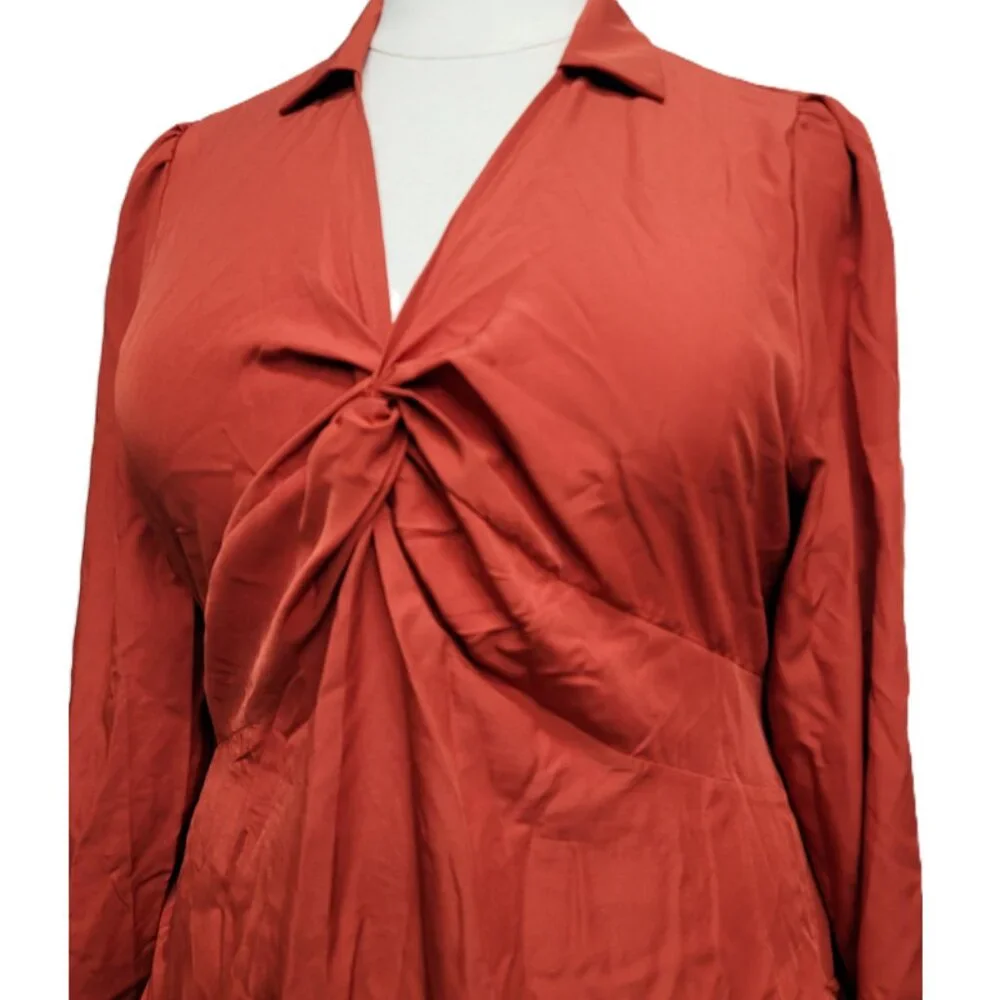 Plus size Twist Front Gathered Sides Mini Tunic Dress fits 2XL